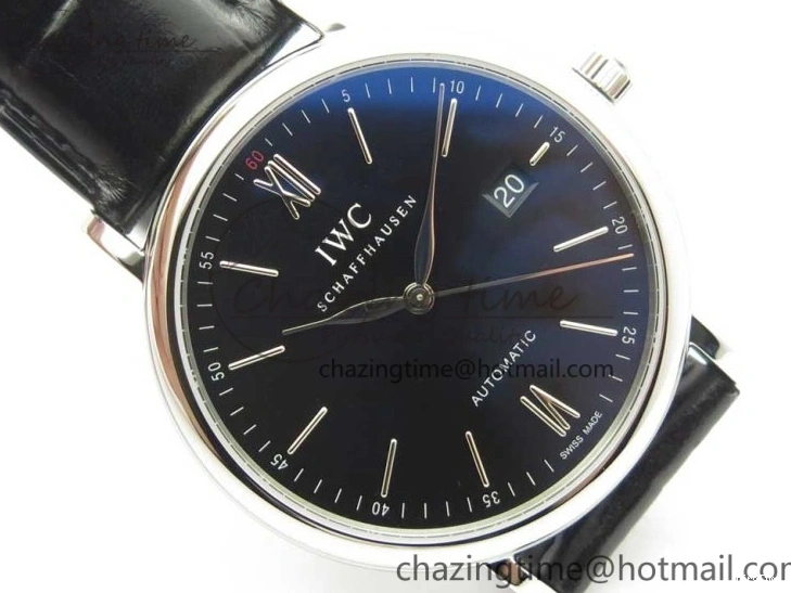 MIROTIME 0322 Affordable Portofino Automatic SS FKF 1:1 Best Edition Black Dial on Black Leather Strap A 7136